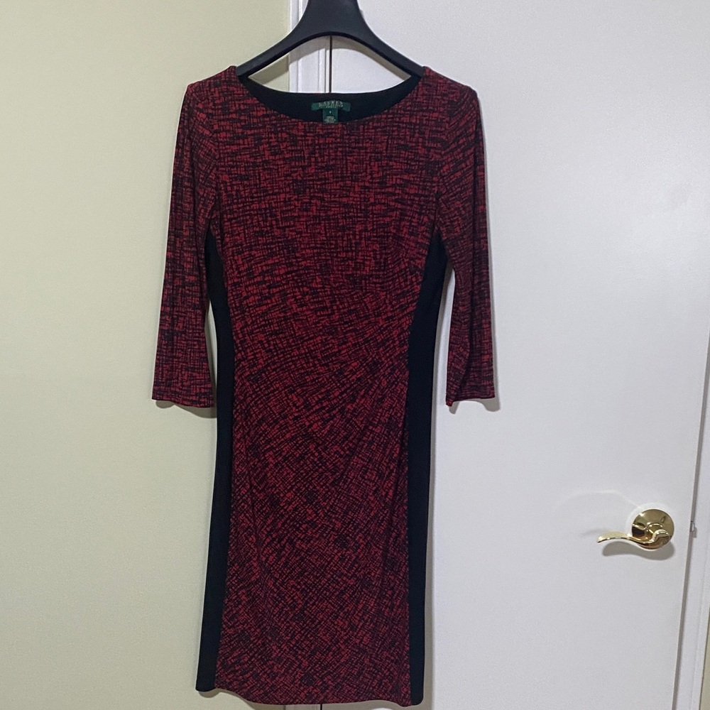 Ralph Lauren Red and Black Long Sleeve Dress
